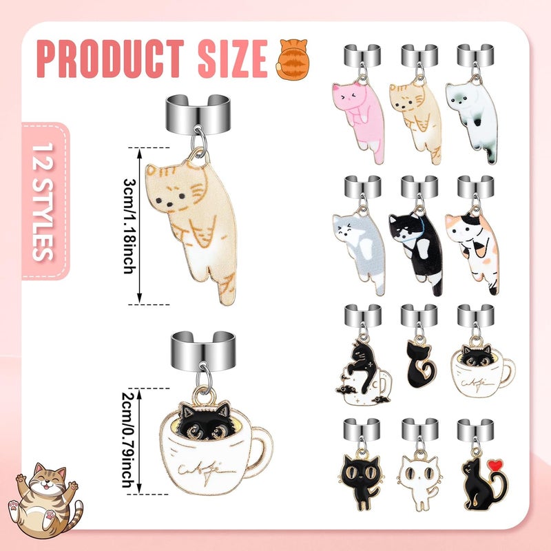 Solsew 12 قطعة من سلاسل ستاثوسكوب على شكل قطط للممرضات - قطط لطيفة - بطاقات تعريف ستاثوسكوب قابلة للتعديل - هدايا عيد الميلاد - ملحقات شخصية للأطباء - للنساء الأطباء وطلاب التمريض وموظفي التمريض - زينة عيد الميلاد - Image 2